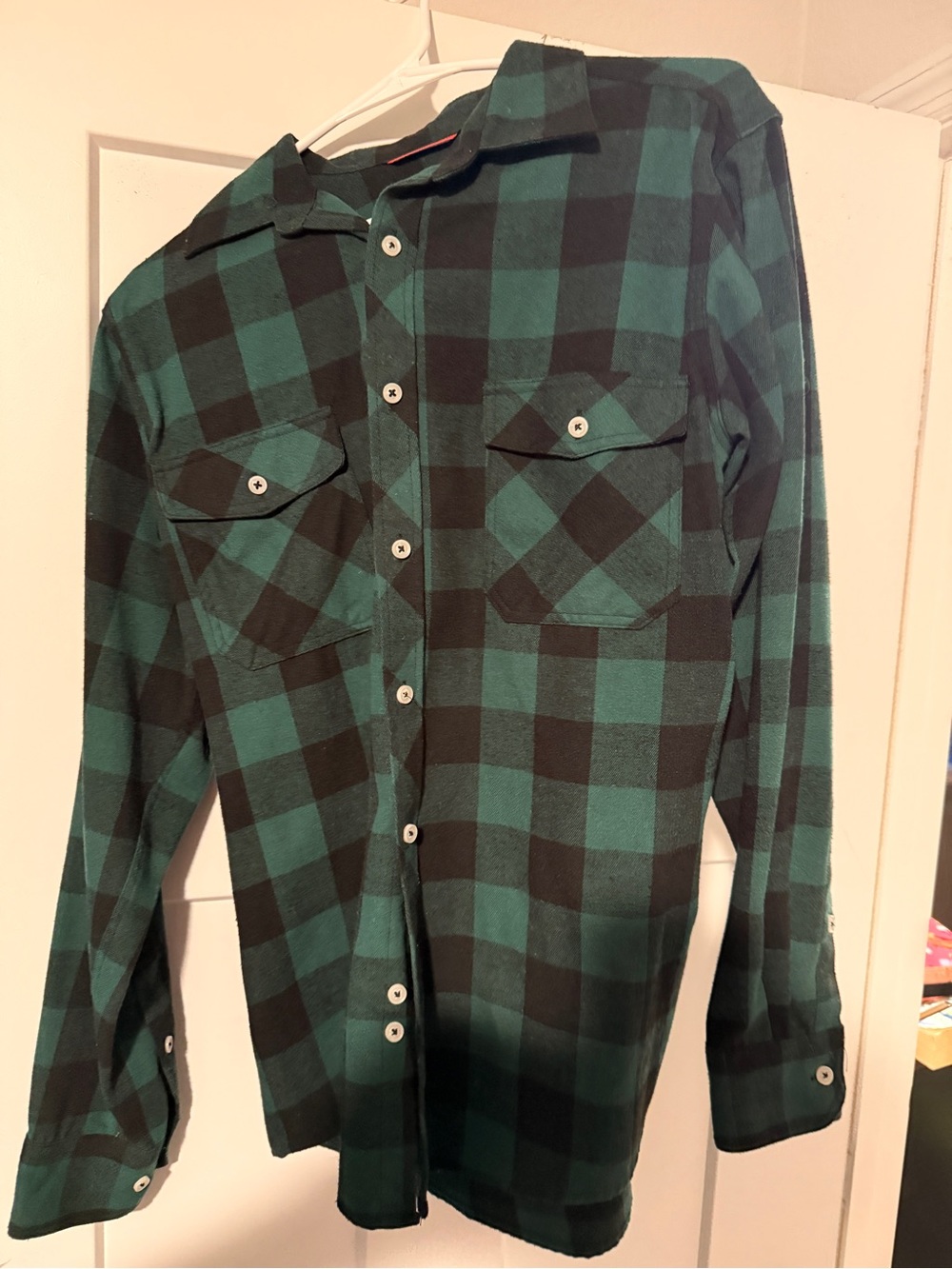 Men's Green & Black Plaid Button-Up Shirt